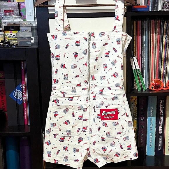 *RARE* AYMMY IN THE BATTY GIRLS JUNK PATTERNED OVERALLS - US S - Picture 4 of 6